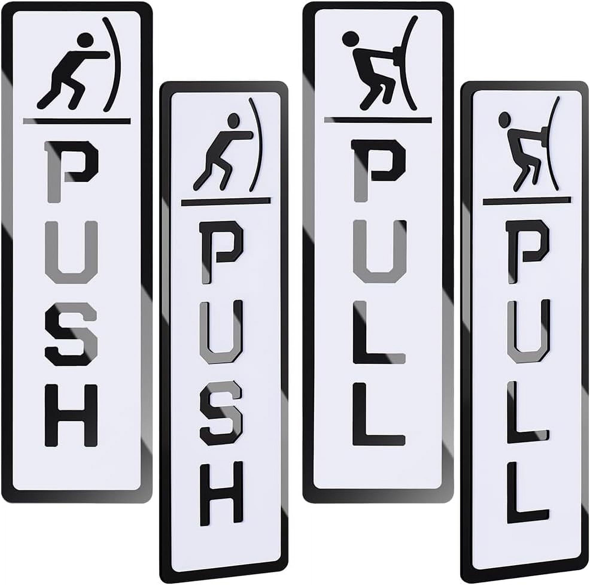 White Fun Push Pull Door Sign 4Pcs-4.92~5.9 X 1.96 Inch-Self-Adhesive ...
