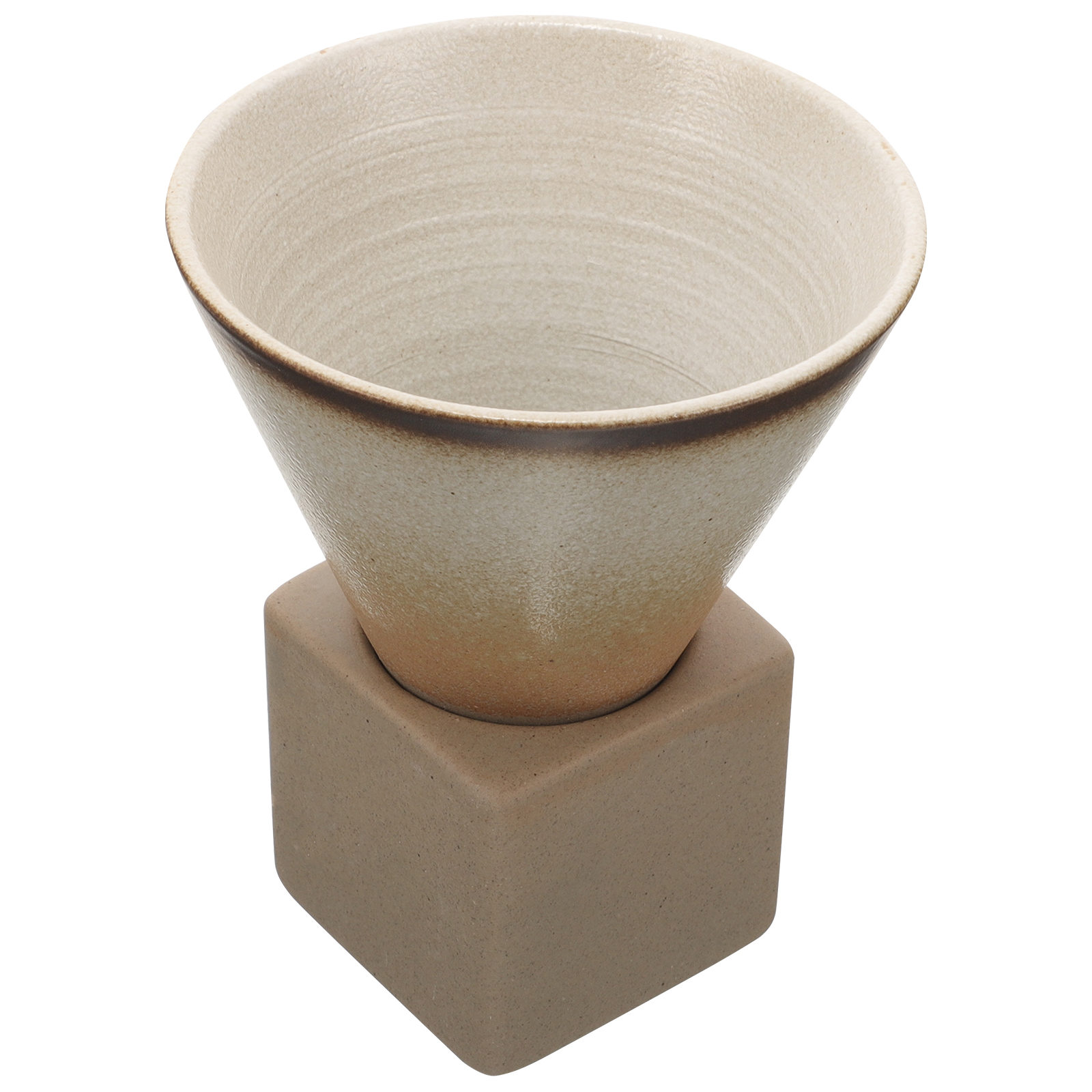 White Ceramic Coffee Mug Funnel Shape Cappuccino Cup Stoneware Latte Art Espresso Beverage Cup Retro Style Office Use