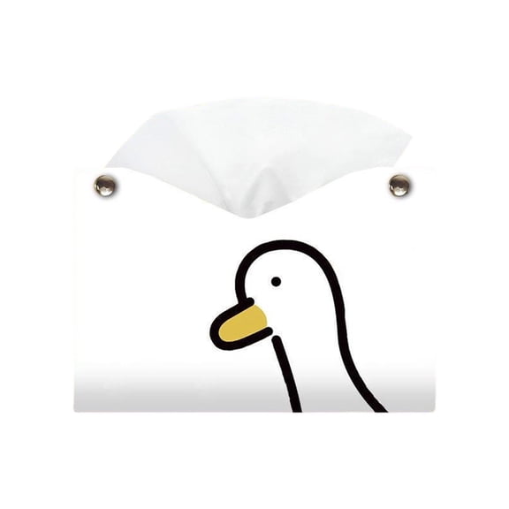 White Funny Duck Shape Pu Leather Tissue Box Cover For Home Decor Cartoon Paper Holder Storage Cute