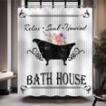 thumbnail image 1 of White Funny Farmhouse Bathroom Rules Shower Curtain Black Bathtub Pink Flower Pattern Inspirational Quote Waterproof Bath Curtain Sets for Bathroom Decor,12 Hook 72X72 Inch, 1 of 5