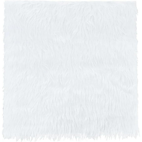 White Fur Fabric 15.7x15.7 Inch Soft Plush Shaggy Squares Pre-Cut Craft Fur Fabric for Costumes Rugs Pillows Sewing Decorations