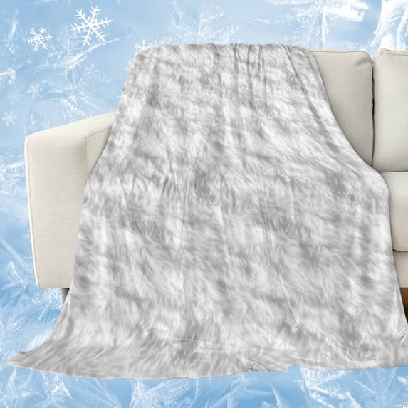 White Fur Patterned Cooling Blanket,Lightweight Breathable Summer Throw Blanket with Double Sided Cold Effect,Pure Solid Minimalist Modern Color Picnic Blankets Bed Sheet for Hot Sleepers 50"x60"