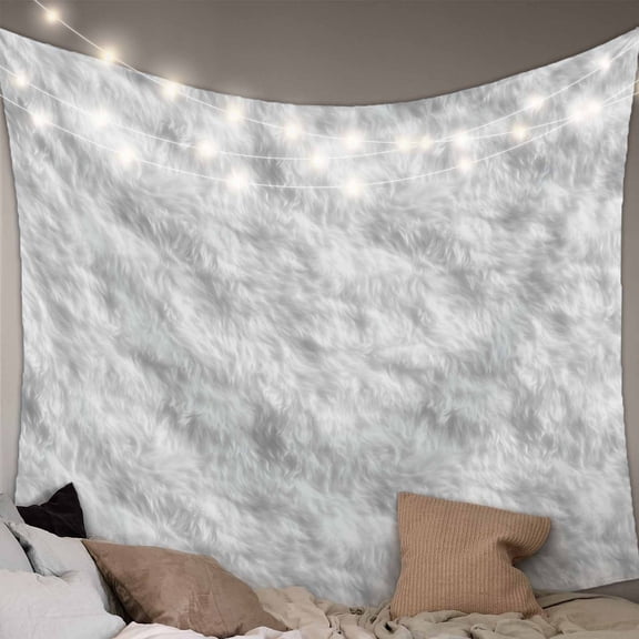 White Fur Patterned Small Tapestry for Bedroom Wall Hanging Tapestry,Pure Solid Minimalist Modern Color Ceiling Backdrop Tapestries Poster Blanket Wall Decor for Teens Room Living Room Dorm 23" x 28"