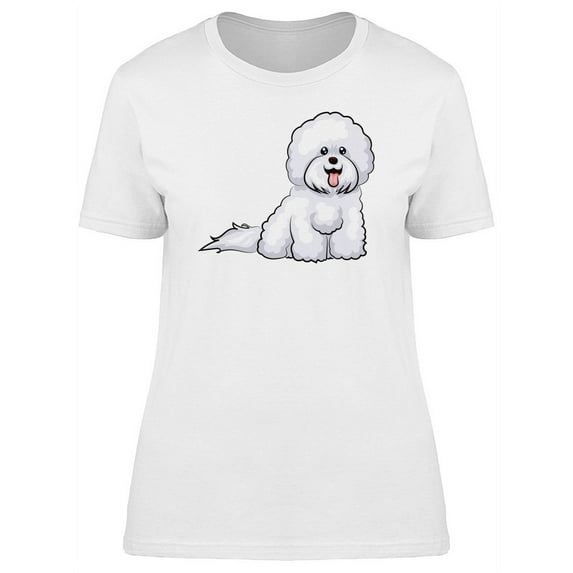 White Furry Bichon Frise Dog T-Shirt Women -Image by Shutterstock, Female Medium