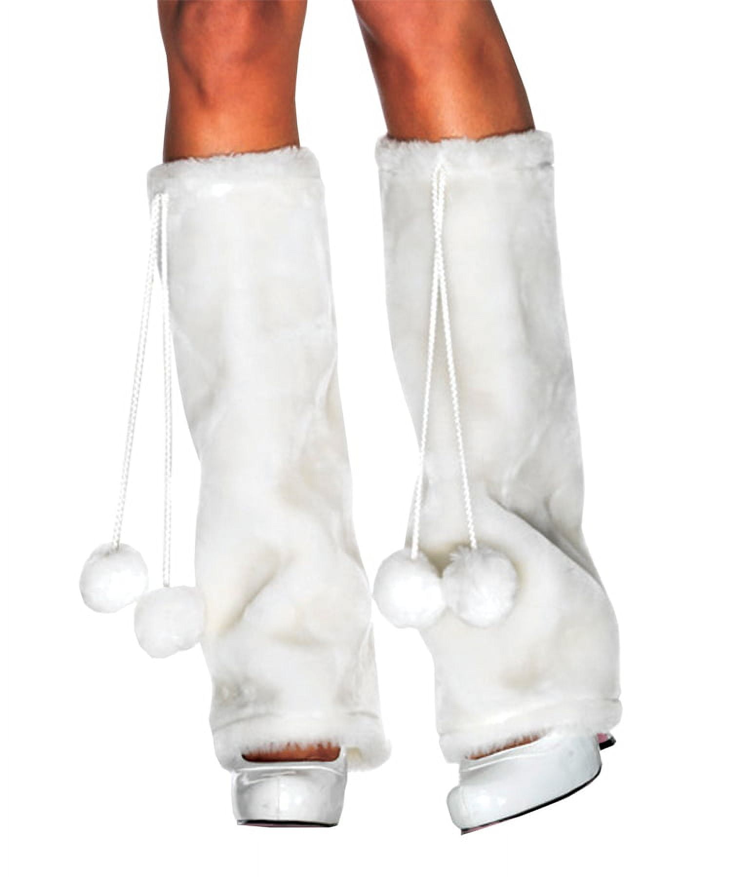 White Furry Leg Warmers Adult Halloween Accessory