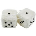 thumbnail image 1 of White Fuzzy Dice, 3 Inch Square, 1 of 5