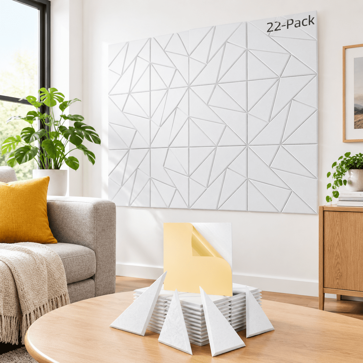 White GEO 22-Pack 12"x12"x0.4" Acoustic Dampers Sound Proof Foam Panels ...