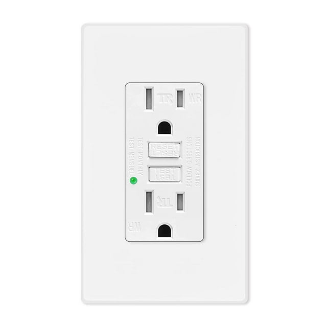 White GFCI Outlet 15Amp 20PK,Nineleaf White Outlets Receptacles,GFI
