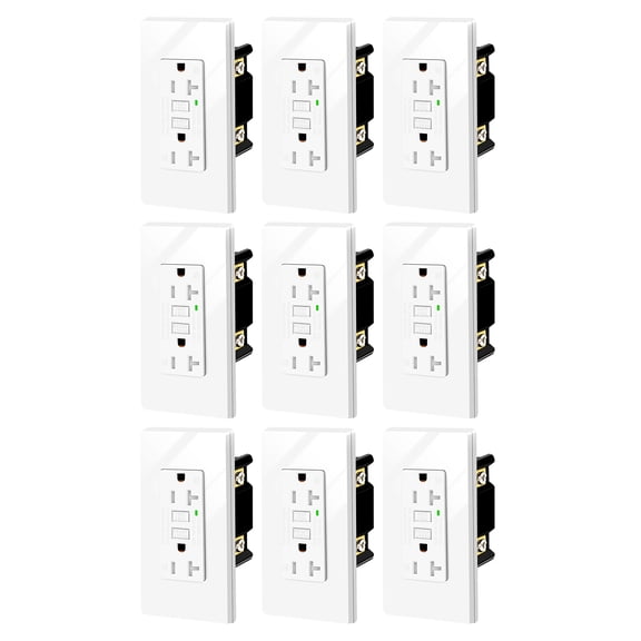 White GFCI Outlet 15Amp 9PK,Nineleaf White Outlets Receptacles,GFI Electrical Outlet with LED Indicator,Weather Resistant WR,Ground Fault Circuit Interrupters,120V,Wall Plates and Screws Included,ETL
