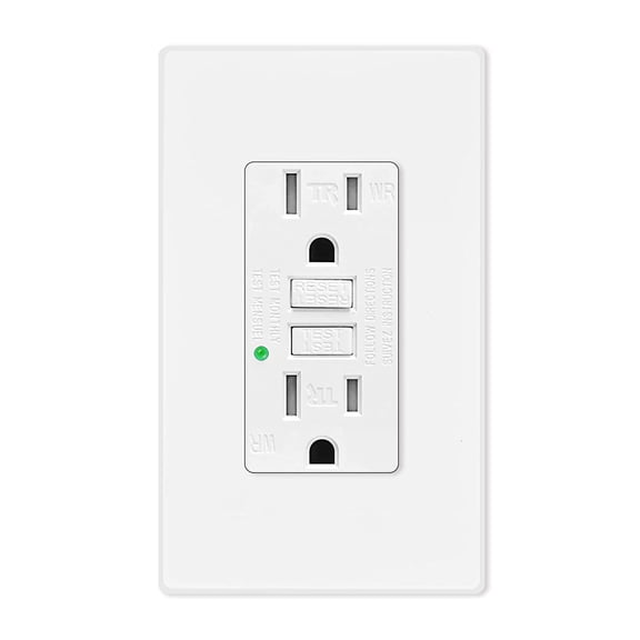 White GFCI Outlet 15Amp 9PK,Nineleaf White Outlets Receptacles,GFI Electrical Outlet with LED Indicator,Weather Resistant WR,Ground Fault Circuit Interrupters,120V,Wall Plates and Screws Included,ETL