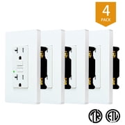 White GFCI Outlet 20Amp 4PK,Nineleaf White Outlets Receptacles,GFI Electrical Outlet with LED Indicator,Weather Resistant WR,Ground Fault Circuit Interrupters,120V,Wall Plates and Screws Included,ETL