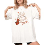 White Gambling Lover Lady Luck Casino Print Tshirt s Shirts Vintage Casual S-5XL Graphic Tee Tops