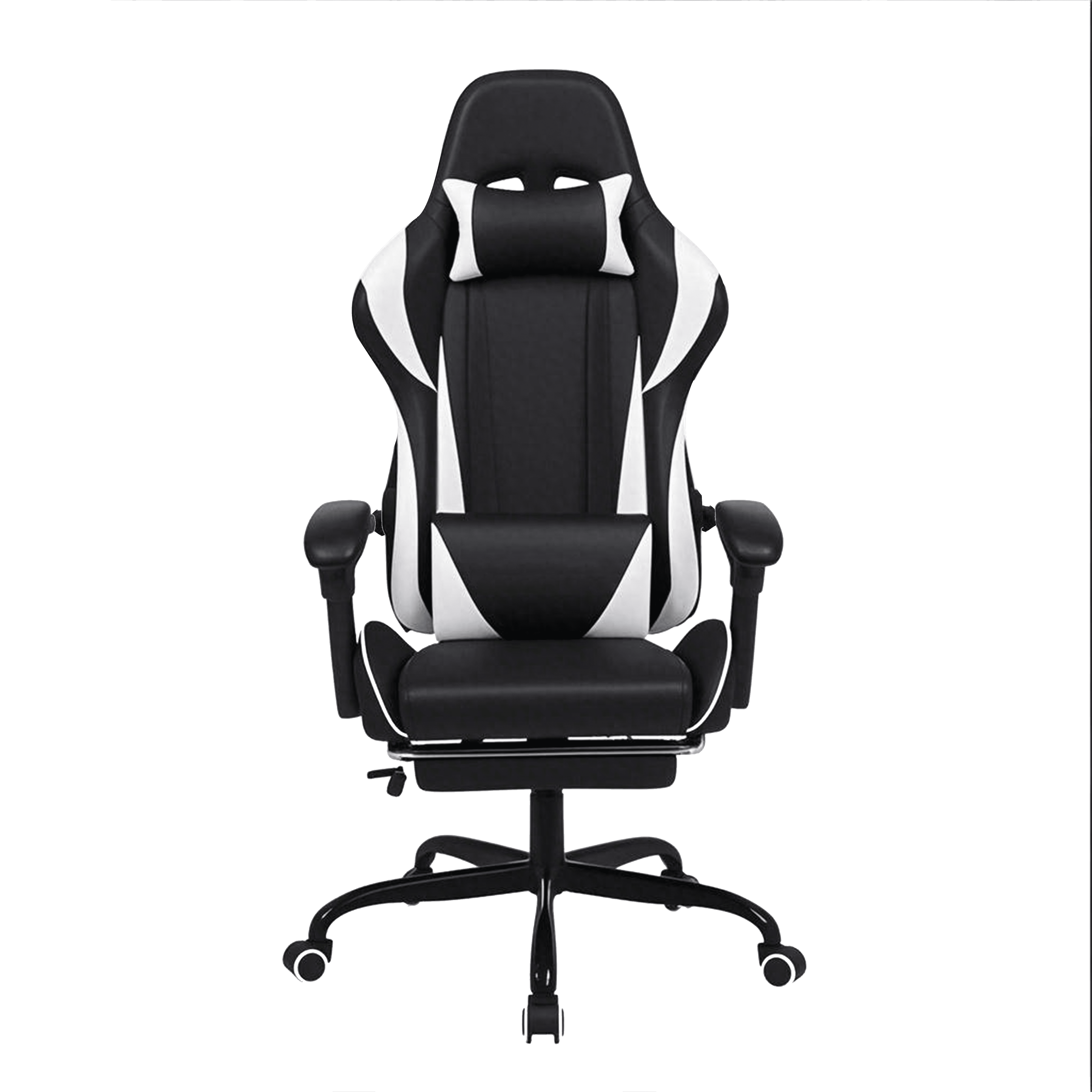 White Gaming Chair with Footrest and Massage Ergonomic Video Gamer