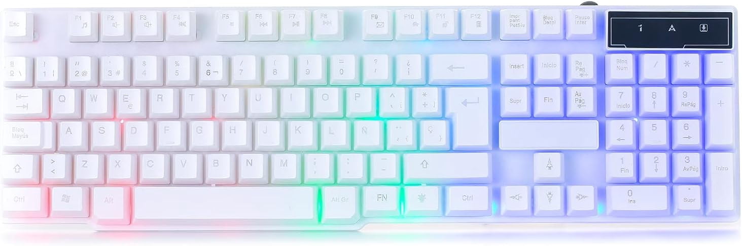 White Gaming Keyboard RGB USB Wired Rainbow Keyboard Designed for PC Gamers, PS4, PS5, Laptop, Xbox, Nintendo Switch, RX-250 Hornet Edition