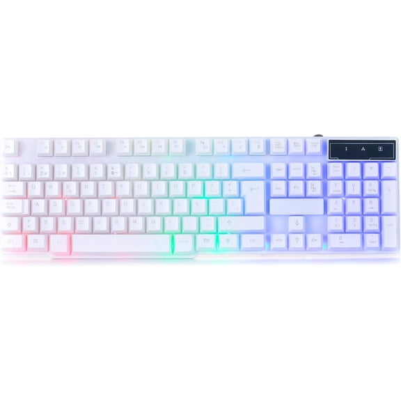 White Gaming Keyboard RGB USB Wired Rainbow Keyboard Designed for PC Gamers, PS4, PS5, Laptop, Xbox, Nintendo Switch, RX-250 Hornet Edition