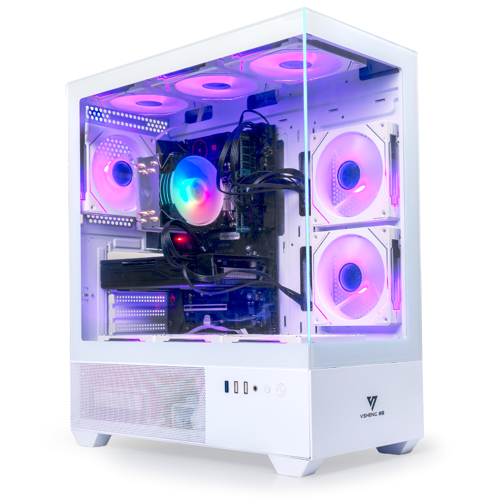 Liquid Cooling Gaming PC - Ryzen 5 3500X up to 4.1GHz, GTX1060, 16GB DDR4, 512GB NVME SSD + 1TB HDD, WiFi 6 & BT5.4, 9 RGB Fan, Win11, RGB Keyboard & Mouse
