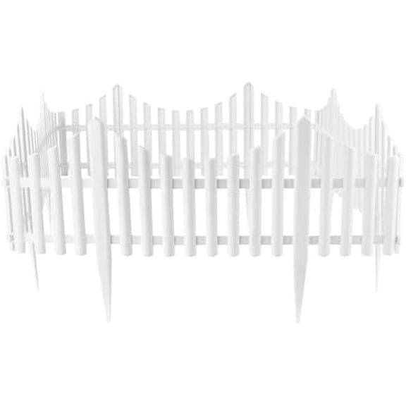 White Garden Fence Border, 5Pcs Plastic Fence Insert Panels, Garden Picket Landscape Edging, Decorative Fencing Borders Barrier for Lawn Flowerbeds Plant Yard Patio Decor, 24x13 Inch$$Garden & Patio