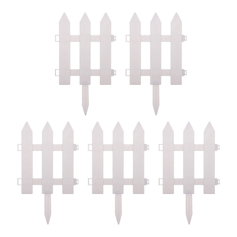 White Garden Fence Pickets Panels Grass Lawn Flowerbeds Borders Rail Fence White Edgings Patio Border Panels for Landscape Garden Patio