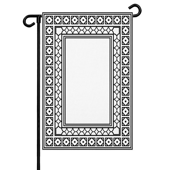 White Garden Flag 12x18 Inch Boho Diamond Pattern Border Rustic Southwestern Double Sided Small Decorative Garden Flags for Outside, Outdoor Yard Porch Lawn Decoration
