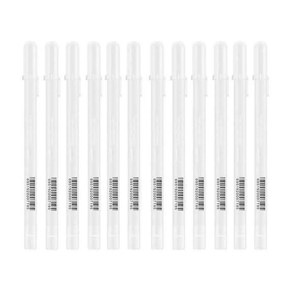 White Ink Pens Fine Point 0.8mm | Waterproof Quick Dry Archival White Markers for Illustration Drawing Sketch Craft Highlighting | 12-Pack | 152脳8mm | Transparent Case | For Dark Paper