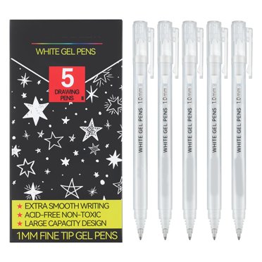 White Gel Pens, 5 Pack, 1 Mm Extra Fine Point Gel UK | Ubuy
