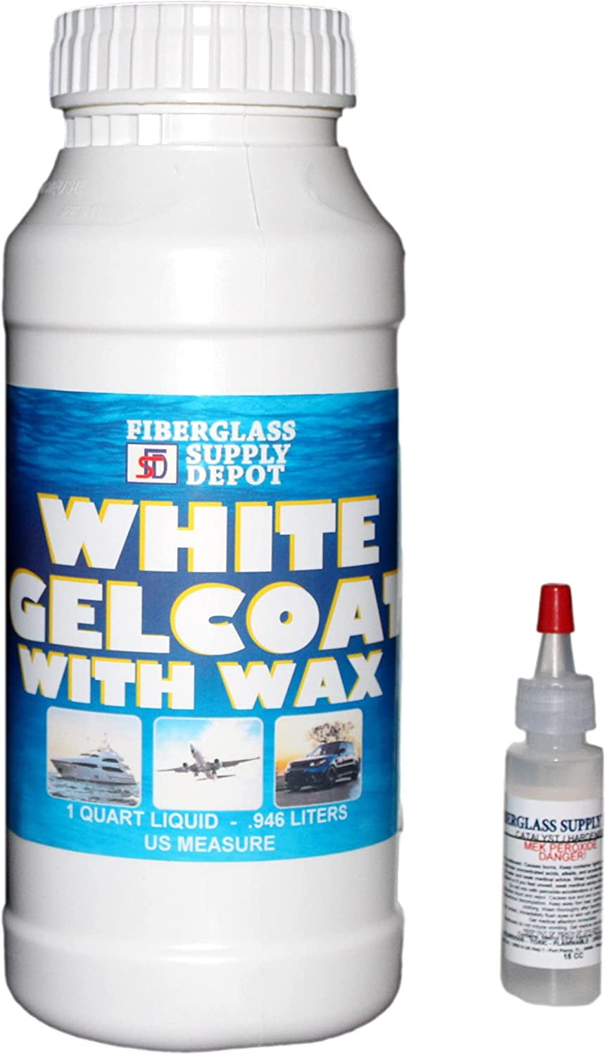 TotalBoat-14409 Marine Gelcoat for Boat Building, Repair and Composite  Coatings (White, Quart with Wax) Quart With Wax White