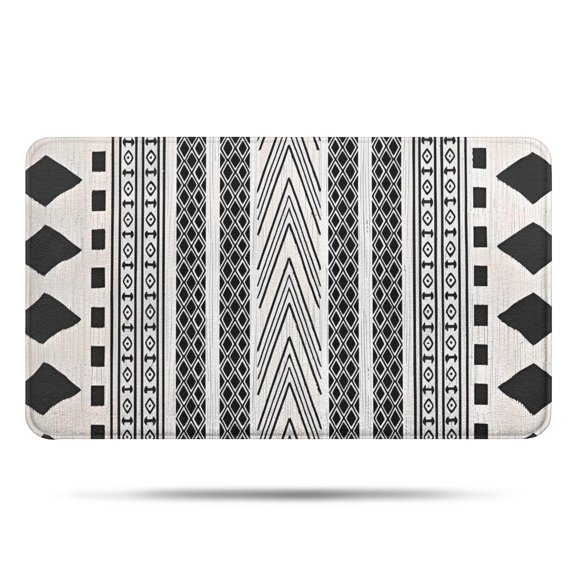 White Geometric Diamond Chevron Pattern Bathroom Rugs Mat,Non Slip Microfiber Bathroom Rug,Rubber Backing,Soft Bathroom Mats for Bathroom Floor,Tub and Shower,17x30in(43x75cm)