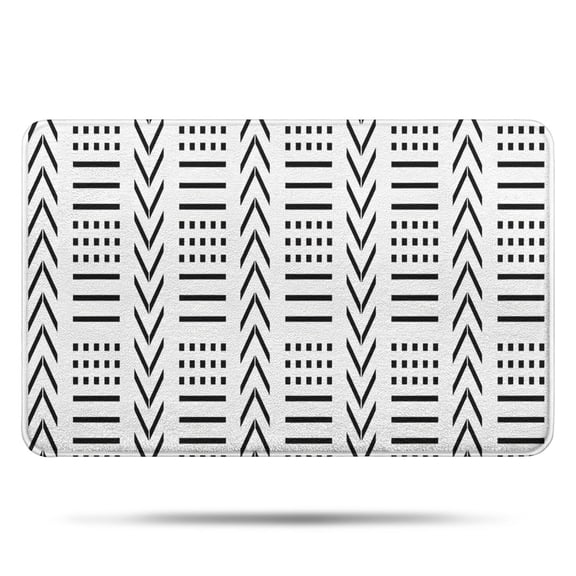 White Geometric Diamond Chevron Pattern Bathroom Rugs Mat,Non Slip Microfiber Bathroom Rug,Rubber Backing,Soft Bathroom Mats for Bathroom Floor,Tub and Shower,17x27in(43x68cm)