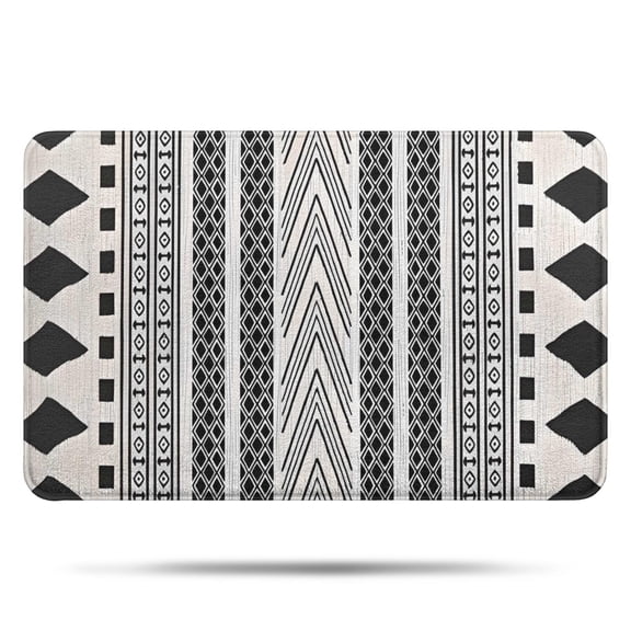 White Geometric Diamond Chevron Pattern Bathroom Rugs Mat,Non Slip Microfiber Bathroom Rug,Rubber Backing,Soft Bathroom Mats for Bathroom Floor,Tub and Shower,17x27in(43x68cm)