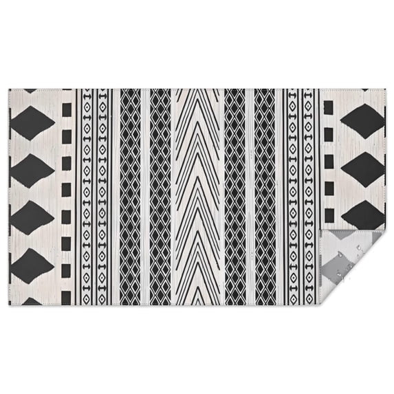 White Geometric Diamond Chevron Pattern Rectangle Tablecloth 60"x102",Waterproof Polyester Rectangle Table Cloth, Wipeable Spillproof Polyester Tablecloth for Dining, Camping, Indoor and Outdoor