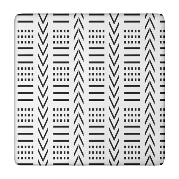 White Geometric Diamond Chevron Pattern Square Fitted Tablecloth with Elastic Edge,Square Table Cover,Washable Elastic Table Cover for Home Kitchen Party Decor 34"x34"