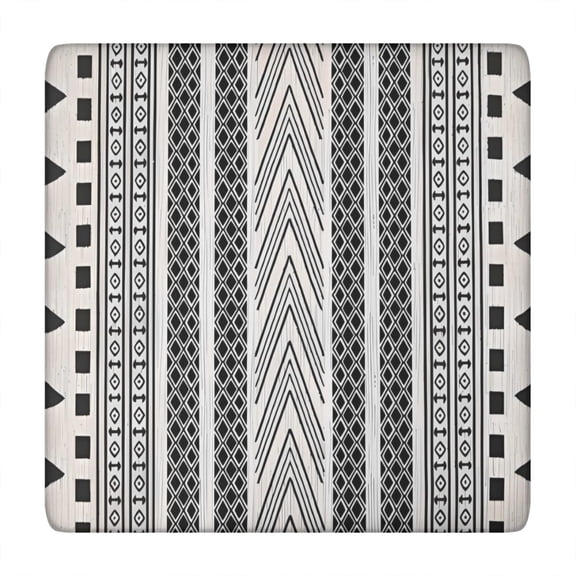 White Geometric Diamond Chevron Pattern Square Fitted Tablecloth with Elastic Edge,Square Table Cover,Washable Elastic Table Cover for Home Kitchen Party Decor 34"x34"