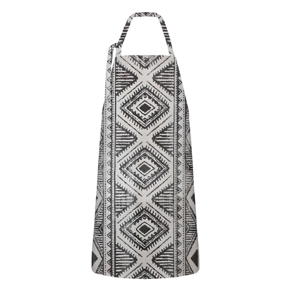 White Geometric Diamond Striped Pattern Apron-Garden Aprons for Women with Pockets-Cotton Linen Waterproof Kitchen Cooking Gardening Aprons Adjustable for Kitchen,Cooking,BBQ and Salon 33x27 Inch