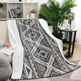 thumbnail image 1 of White Geometric Diamond Striped Pattern Blanket,Comfortable Soft Lamb Wool Throw Blanket,All Season,Warm Lightweight Blankets for Sofa Bed Couch Living Room Chair,60"x80", 1 of 4