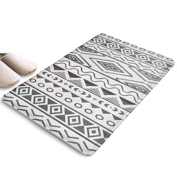 White Geometric Diamond Wave Flannel Non Slip Door Rugs,Washable Door Mats Indoor,Decorative Door Mats,Dirt-Resistant and Absorbent Doormat for Entrance,Bedroom,Kitchen,Bathroom,23.5"x16"