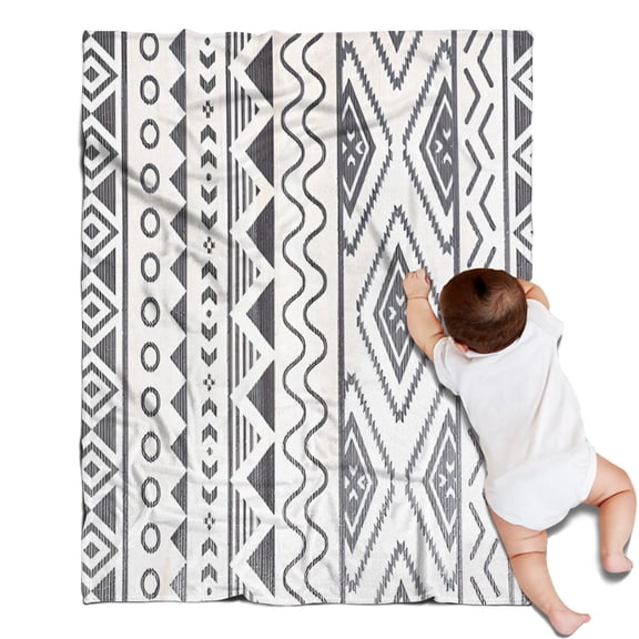 White Geometric Diamond Wave Pattern Blanket,Comfortable Soft Flannel Throw Blanket,All Season,Warm Lightweight Blankets for Sofa Bed Couch Living Room Chair,30"x40"