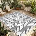 thumbnail image 1 of White Geometric Outdoor Rug for Patio/Deck/Porch, Non-Slip Large Area Rug 3 x 5 Ft, Modern Minimalism Black Striped Lines Indoor Outdoor Rugs Washable Area Rugs, Reversible Camping Rug Carpet Runner, 1 of 8