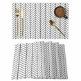 thumbnail image 1 of White Geometric Placemats Set of 8, Modern Minimalism Black Striped Lines Placemats for Dining Table, Place Mats for Kitchen Tabletop, Waterproof Wipeable Dining Table Mats Set, 1 of 9