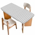 thumbnail image 1 of White Geometric Table Cloths for 3 Foot Rectangle Tables, Modern Minimalism Black Striped Lines Patio Waterproof Elastic Fitted Tablecloths, Washable Rectangular Table Cover for Camping, 1 of 8