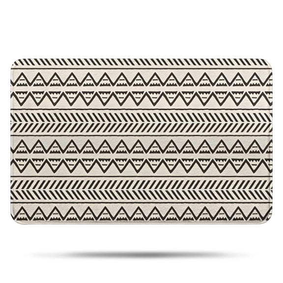 White Geometric Triangle Chevron Pattern Bathroom Rugs Mat,Non Slip Microfiber Bathroom Rug,Rubber Backing,Soft Bathroom Mats for Bathroom Floor,Tub and Shower,17x27in(43x68cm)