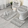 thumbnail image 1 of White Geometric Zigzag Circle Pattern Bathroom Rugs Sets 3 Piece,Toilet Cover Set,Absorbent Non Slip Bathroom Mats Sets with U-Shaped Contour Rug Toilet Rug Set, 1 of 5