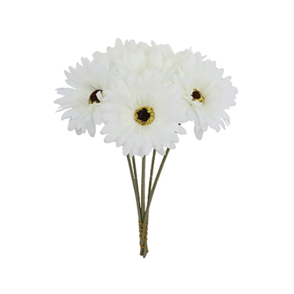 White Gerbera Real Silk Daisies Bouquet 7pcs Flowers For Home Wedding Party Decoration 6PCS