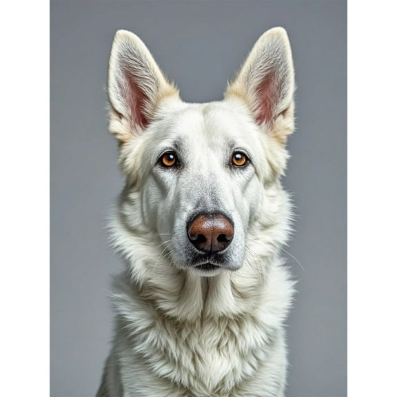 White German Shepherd Diamond Art Decor Kit,DIY Full Round Drill Diamond Dot Gem Art Kits for Adults,5D Diamond Painting Kits for Beginners,Home Wall Decor (12X16 Inch)