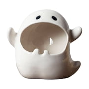 White Ghost Ceramic Candy Bowl Holder with Large Opening, Halloween Candy Bowls, Trick or Treat Versatile Organizer for Candy Cookie Candle, Ornament Tableware Centerpieces by XSAOP