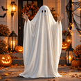 thumbnail image 1 of White Ghost Costume for Adults, Classic Ghost Sheet Costume with Eye Holes, Lightweight Full Body Sheet Ghost Costume for Halloween Party Cosplay, 1 of 9