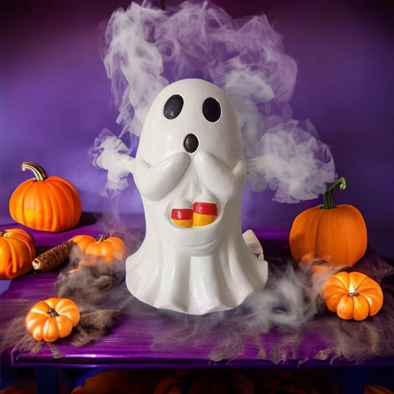 White Ghost Decor 1 PC Clearance Halloween Decorations Indoor Ghost Figurine Spooky Resin Statue Scary Halloween Decorations Cute Ghost Ornaments for Home Shelf Desk or Party Decorations