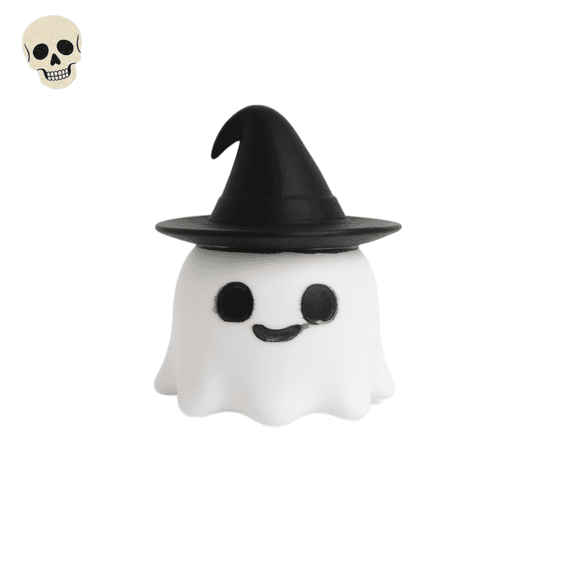 White Ghost Figurine With Black Witch Hat, Cute Halloween Decoration, Summerween Decor, Mini Halloween Table Decoration, Reusable Halloween Decorations & Novelty Gifts.