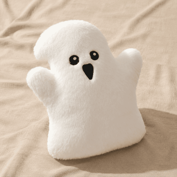 White Ghost Large 10x13 Inch Soft Faux Rabbit Throw Pillow Holiday Room Decor