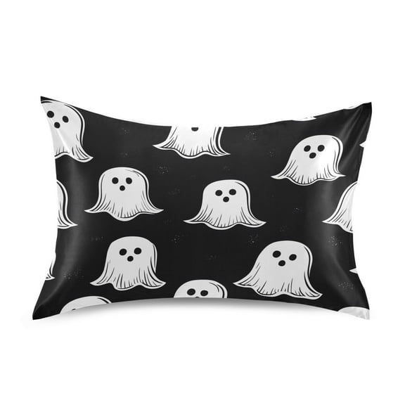 White Ghost Pattern Luxury Silky Soft Pillowcase Standard Size Wrinkle Resistant Envelope Closure 20x26in