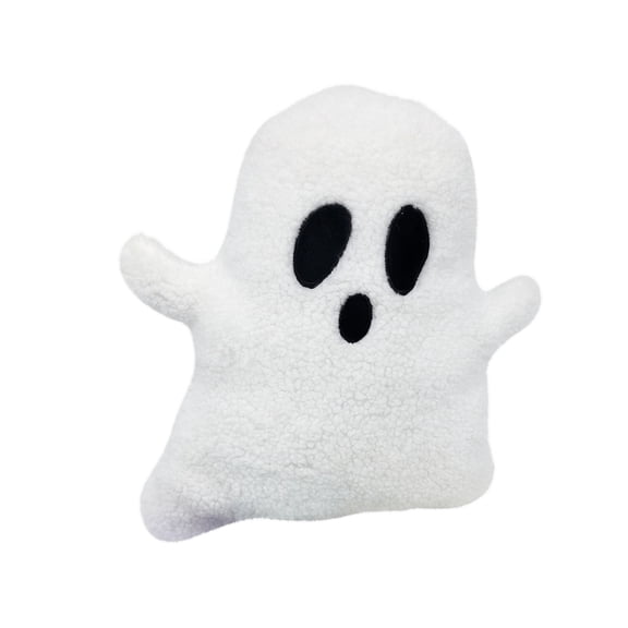 White Ghost Shaped Throw Pillow Soft Sherpa Halloween Pillows Cute Spooky Ghost Pillow Autumn Fall Decorative Cushion Sofa Bed Couch Farmhouse Halloween Party Indoor Holiday Display Ornament